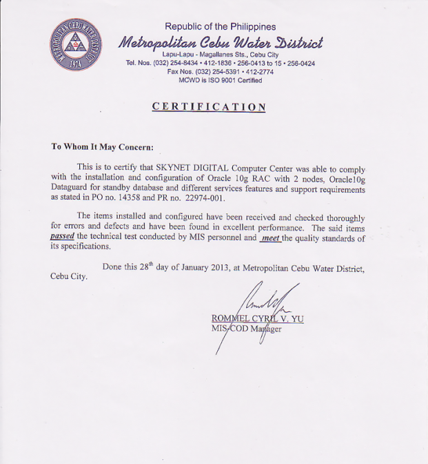 Certificate of Completion